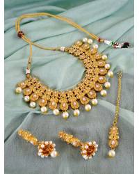 Buy Online Crunchy Fashion Earring Jewelry Crunchy Fashion Ethnic Gold-Plated Multicolor Pearl Peacock Design Pendant Jewellery Set RAS0448 Jewellery Sets RAS0448