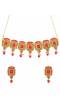 Traditional Wedding Collection Choker Necklace in  Red Pearls  Gold Plated With Earrings RAS0289