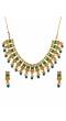 Traditional Wedding Collection Choker Necklace in  Green Pearls  Gold Plated With Earrings RAS0302