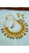 Traditional Wedding Collection Choker Necklace in  Green Pearls  Gold Plated With Earrings RAS0302