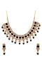 Traditional Gold-Plated Black Beads Jewellery Set With Earrings RAS0306