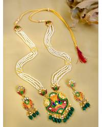 Buy Online Crunchy Fashion Earring Jewelry Crunchy Fashion Gold-Plated Lotus Floral stud  Blue Meenakari & Pearl Earrings RAE1716 Jewellery RAE1716
