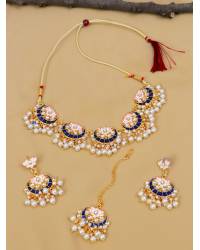 Buy Online Royal Bling Earring Jewelry Gold-Plated  White Pearl Kundan Choker Necklace & Earrings Set RAS0408 Jewellery RAS0408