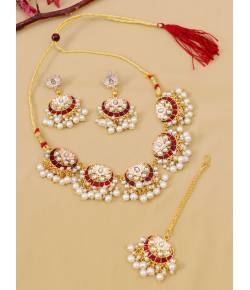 Ethnic Moon Design Chandbali Necklace with Earring & Maang Tika RAS0361