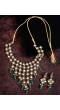 Traditional Gold-plated Kundan Green Stone & Pearl  Work Necklace With Earring Set RAS0373