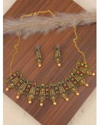 Buy Online  Earring Jewelry Crunchy Fashion Gold-Plated Green Pearl Layered Necklace CFN0931 MultiLayers CFN0931