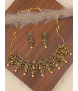 Gold-Plated traditional Floral Design Multicolor Jewelelry Set RAS0383