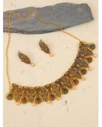Buy Online Royal Bling Earring Jewelry Gold-Plated Embelished Green  Kundan and  Faux Pearl Jhumka Earrings RAE1815 Jewellery RAE1815