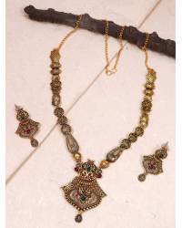 Buy Online Crunchy Fashion Earring Jewelry Crunchy Fashion Round Shape Black Velvet Gold-plated Enamel Jhumka Earring RAE2042 Ethnic Jewellery RAE2042