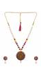 Traditional Gold-Plated Multicolor Pearl Studded Pendant Necklace & Earrings Set RAS0392