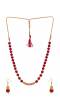 Elegant Red & White Gold Pearl Necklace, Earrings Jewellery Set RAS0395
