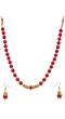 Elegant Royal Red & Gold Pearl Necklace, Earrings Jewellery Set RAS0396