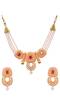 Traditional Gold Plated Peach Pearl & Kundan Choker Necklace & Earring Set RAS0402