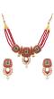 Traditional Gold Plated Royal Red Pearl & Kundan Choker Necklace & Earring Set RAS0403