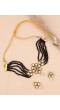 Classy Gold-Plated  Black Pearl Kundan Choker Necklace & Earrings Set RAS0412