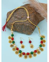 Buy Online Royal Bling Earring Jewelry Gold-Plated Kundan Stone Studded Blue Meenakari Jewellery Set RAS0443 Jewellery RAS0443