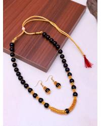 Buy Online Crunchy Fashion Earring Jewelry Traditional Gold-plated Kundan Black Stone & Pearl  Work Necklace With Earring Set RAS0374 Wedding Special RAS0374
