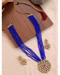 Buy Online Royal Bling Earring Jewelry Ethnic Gold-Plated Maroon Pearl Kundan Jewelry Set for Women/Girls Jewellery Sets RAS0566