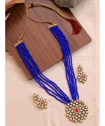 Crunchy Fashion  Kundan & Stone Black Pearl Multilayer Jewellery Set RAS0434