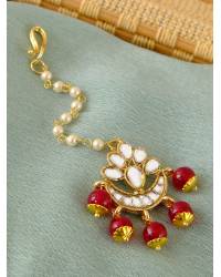 Buy Online Royal Bling Earring Jewelry Gold-Toned  Kundan and  Pink Beads Round Shape Earrings RAE1734 Jewellery RAE1734