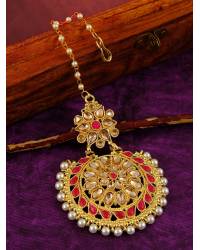 Buy Online Royal Bling Earring Jewelry Crunchy Fashion Gold-Plated Floral Meenakari & Pearl Pink Hoop Jhumka  Earrings  RAE0873 Jewellery RAE0873