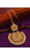 Golden Traditional Oversized  Floral Pink Kundan  Pearl Beads Maang Tika  CFTK0022
