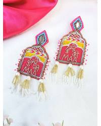 Buy Online Crunchy Fashion Earring Jewelry White-Pink Handmade Floral Bridal Jewelry Set For Haldi & Mehndi Jewellery CFS0652