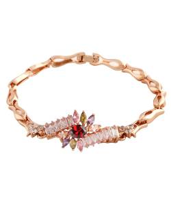 Multi Colors 18K Rose Gold Plated Sparkling Bangle Bracelet
