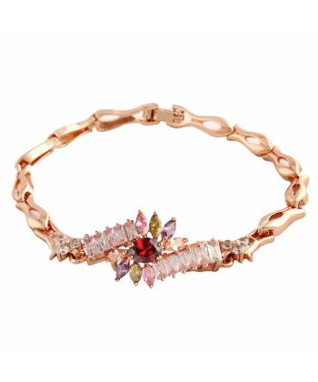 Multi Colors 18K Rose Gold Plated Sparkling Bangle Bracelet