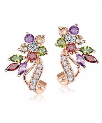 Sparkling Floret Petal AAA Swiss Zircon Multicolor Earrings