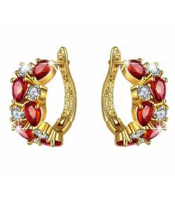 Sparkling Red Swiss Cubic Zirconia Clip-On Earrings