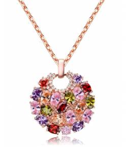 Sparkling Colors Flowerets Swiss Zircon Pendant Necklace