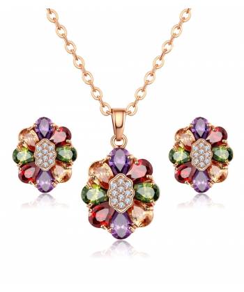 Sparkling Florets Charms Swiss Cubic Zirconia Pendant Set